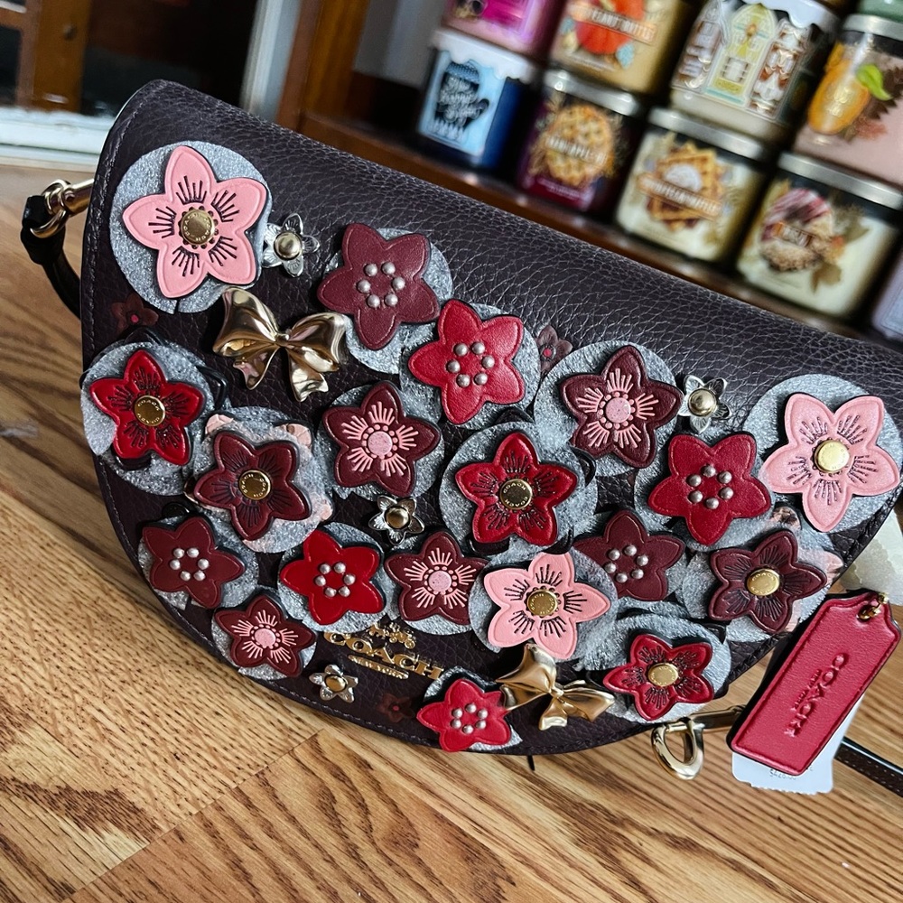 Coach flower embroidered crossbody purse